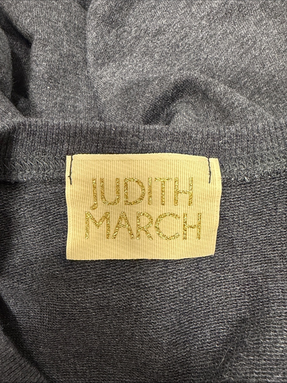 Judith March Jet Set Sweatshirt Pullover Cropped Cotton Rhinestone Gray Medium - Picture 7 of 8